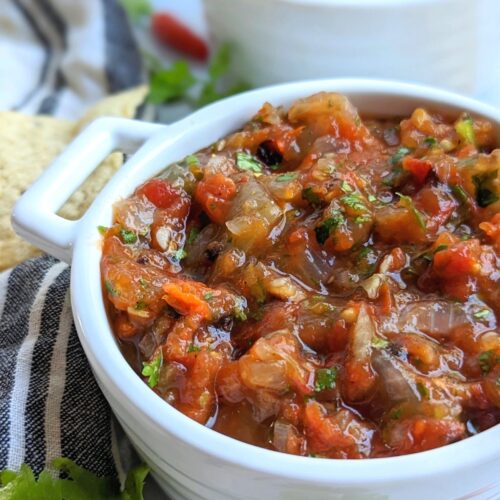 low sodium roasted tomato salsa recipe with roasted vegetables.