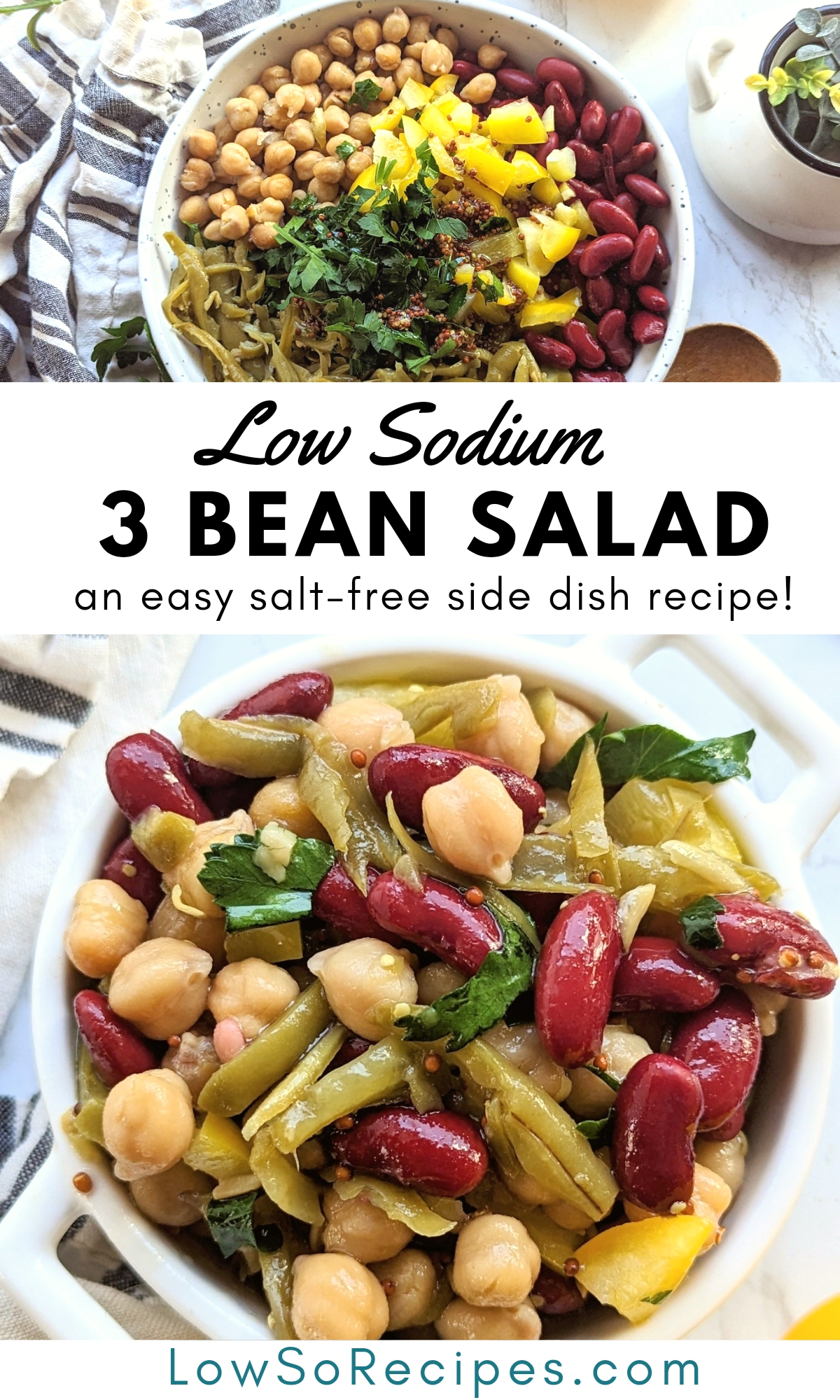 low sodium bean salad recipe three bean salad with no salt added canned beans and canned green beans