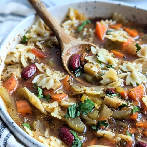 minestrone low sodium soup recipes healthy italian pasta and bean soup with no salt added with farfalle pasta carrots celery kidney beans and onions