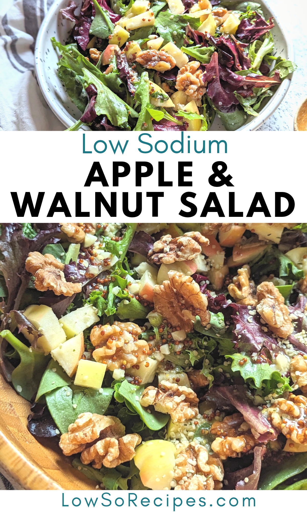 low sodium apple walnut salad recipe vegan vegetarian and no salt added salads