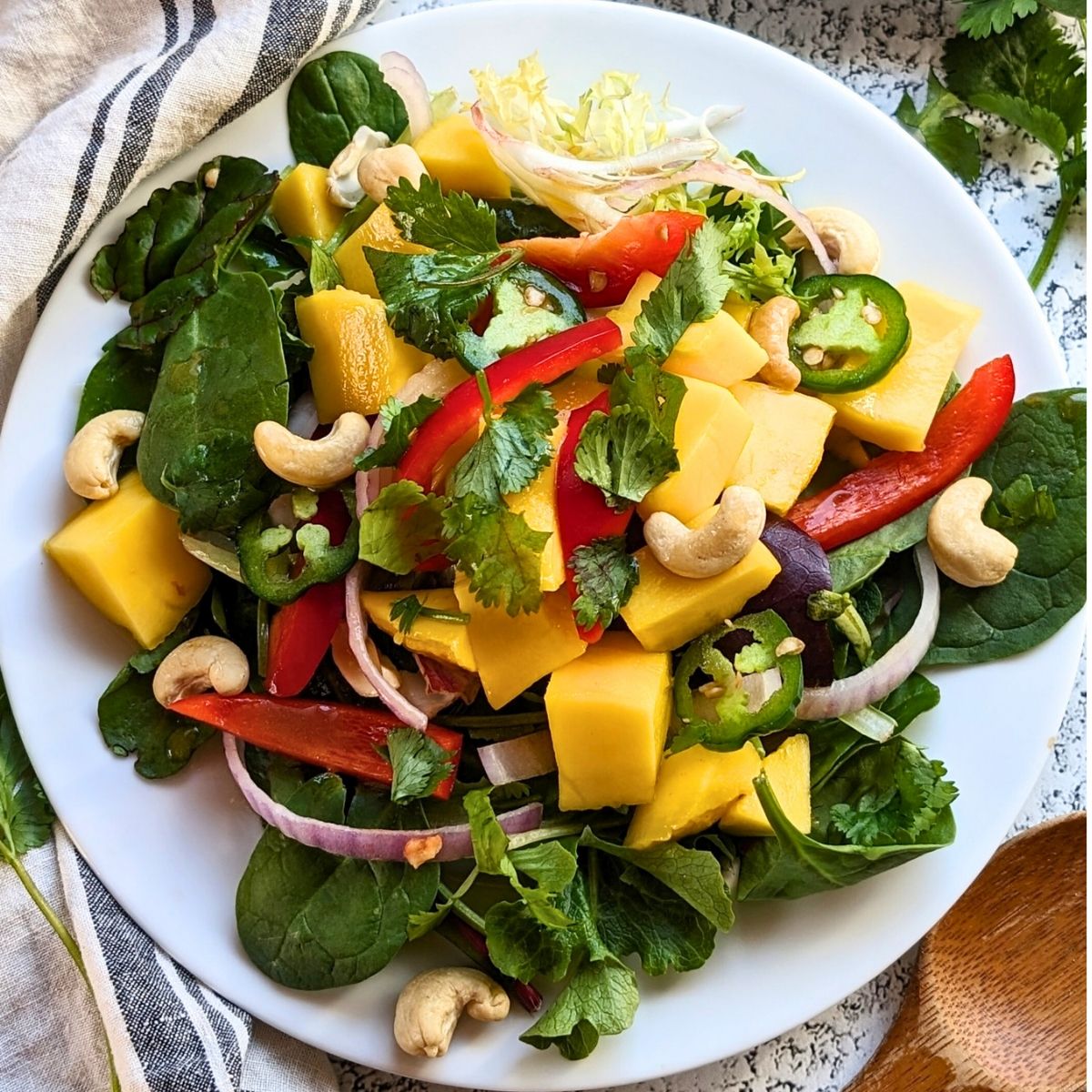 low sodium thai mango salad recipe with red peppers and onions