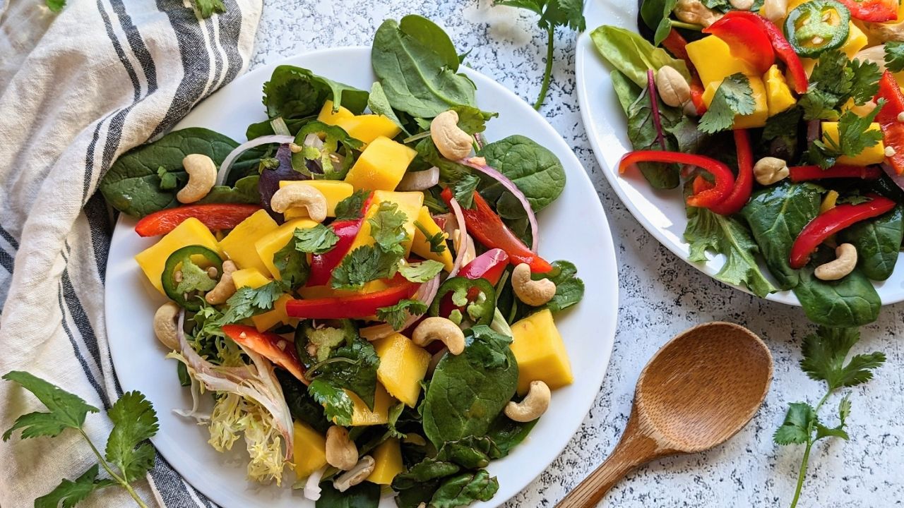 low sodium salad recipe with fresh mango and vegetables