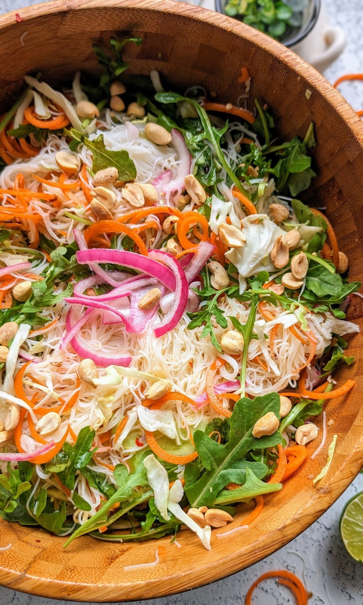 low salt thai salad recipe with rice noodles and vegetables