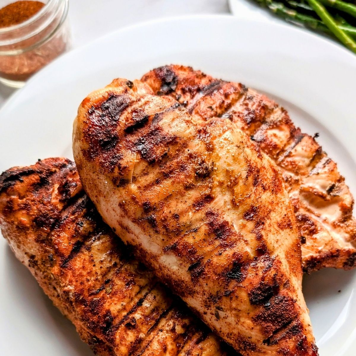 low sodium grilled chicken seasoning on chicken breasts with no salt added into the spice blend