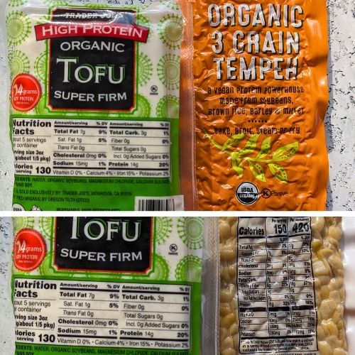 trader joe's high protein tofu and tempeh with nutrition information vegan and vegetarian meat alternatives
