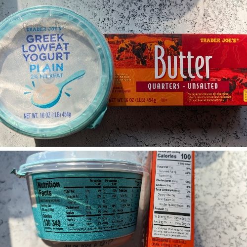 trader joe's low sodium dairy options like plain low fat greek yogurt and unsalted butter