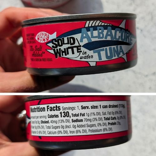 trader joe low sodium tuna recipe with 70 mg of sodium per serving and no salt added tuna