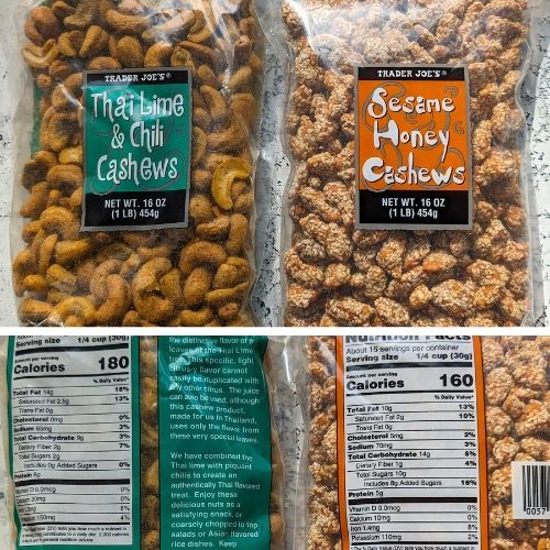 trader joe's low sodium nuts like sesame cashews and thai chili cashews low in sodium