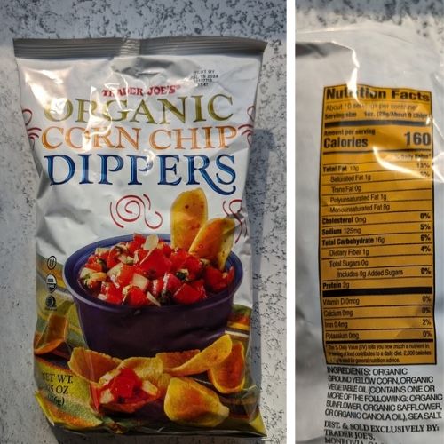low sodium corn chip dippers low sodium trader joe's snack options with nutrition information