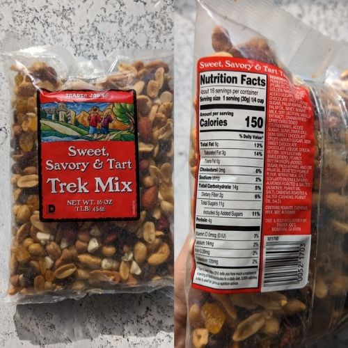 low sodium trader joe's sweet trail mix with no added salt with nutrition information