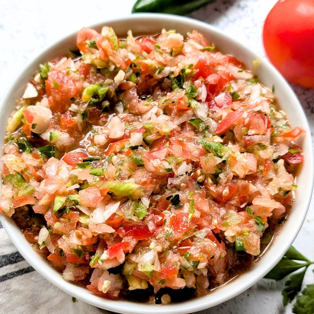 salt free pico de gallo salsa without salt fresh tomato salsa with peppers and onions.