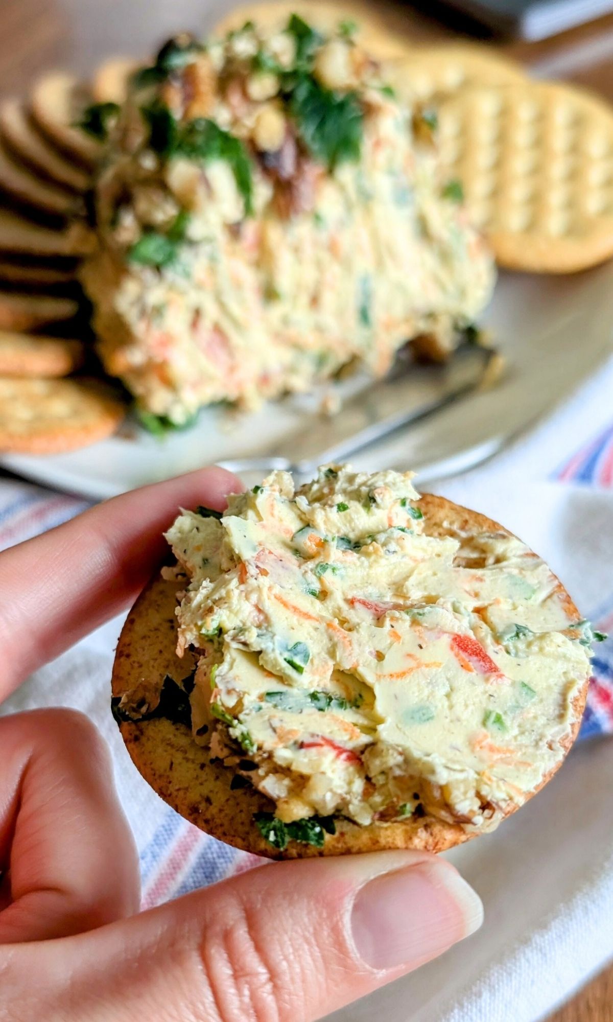 a low sodium cracker and cheese spread for a low salt savory appetizer recipe