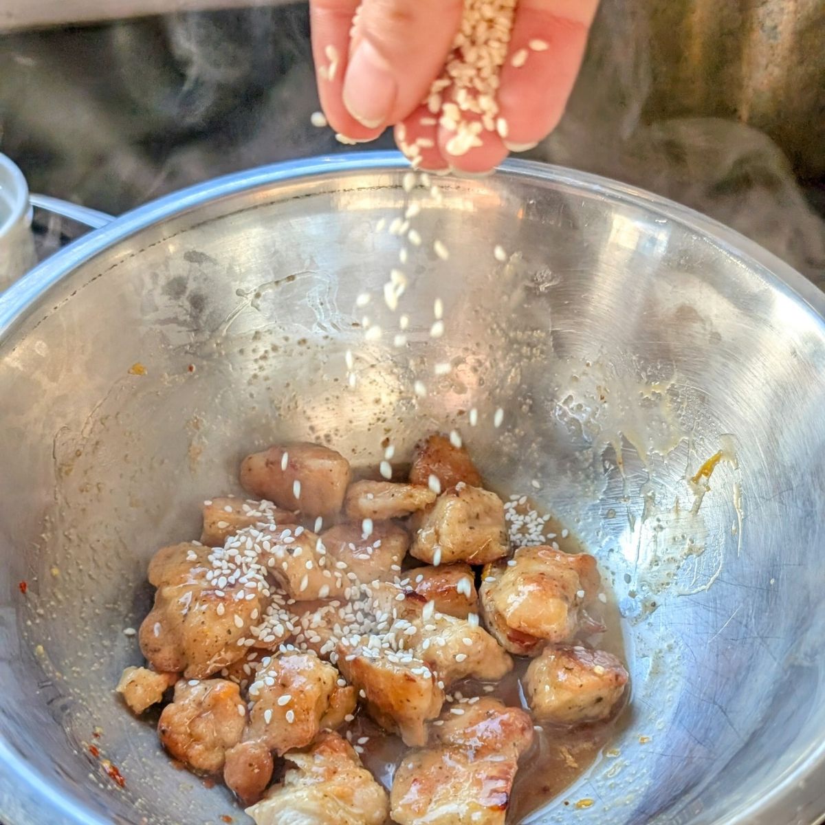 low sodium chicken with sesame seeds tossed in a sweet orange sauce no salt added