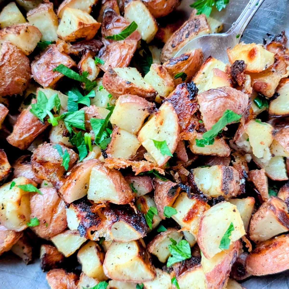 potatoes tossed with garlic, lemon, and parsley for a low sodium potato side dish