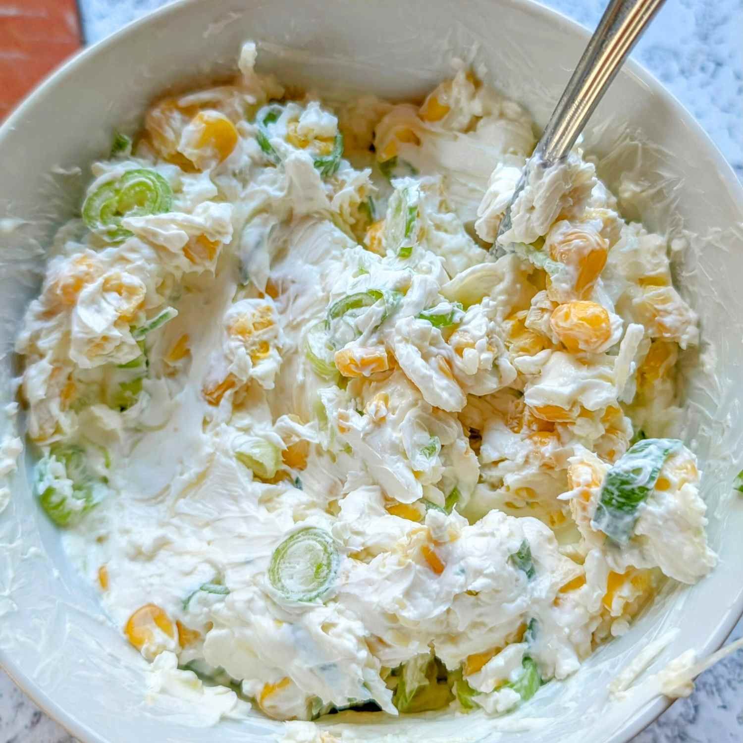 low sodium jalapeno popper filling with cream cheese, sweet corn, green onions.