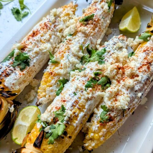 low sodium corn recipe with cheese, fresh herbs, and sour cream on a plate.