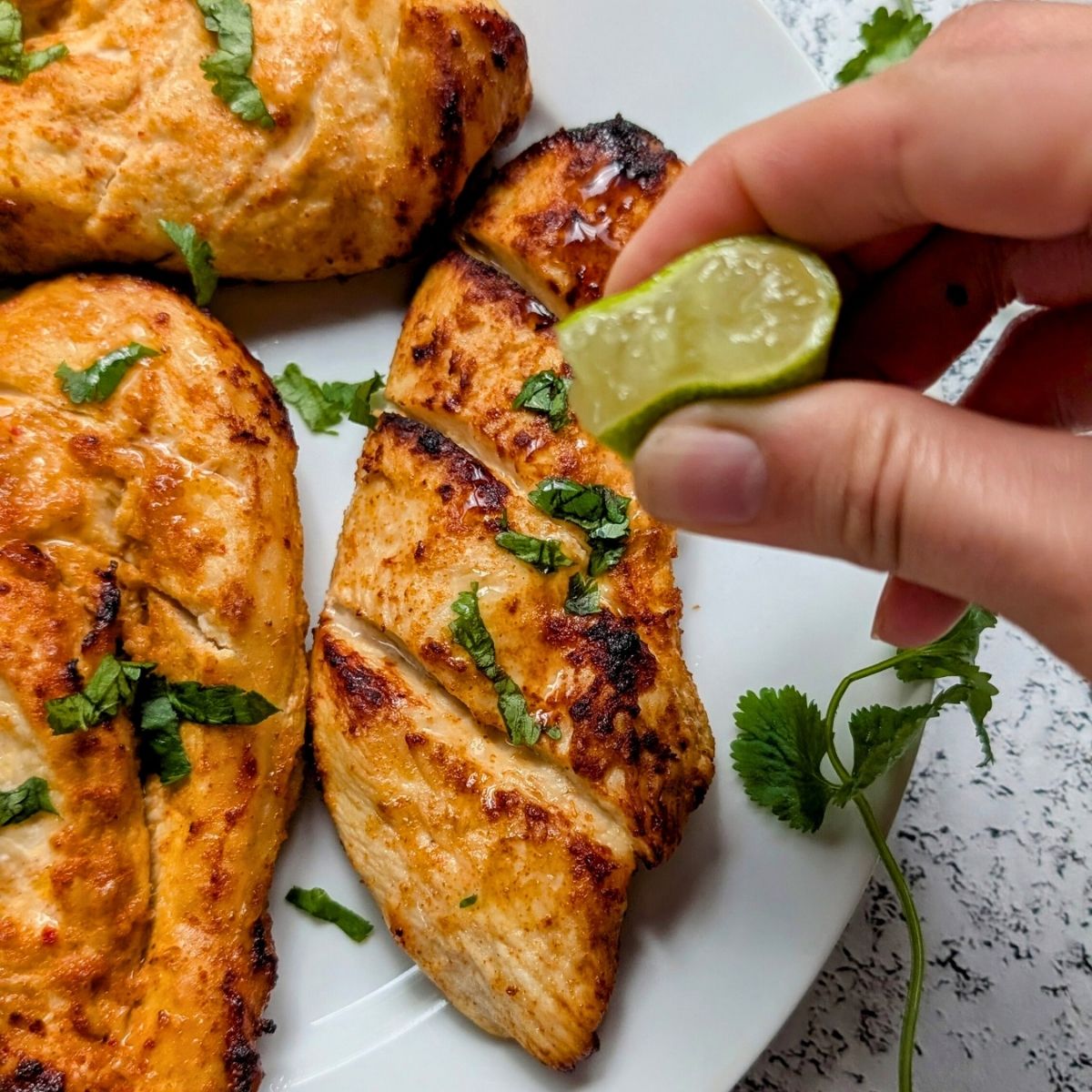 fresh lime juice on low sodium marinated chicken with herbs
