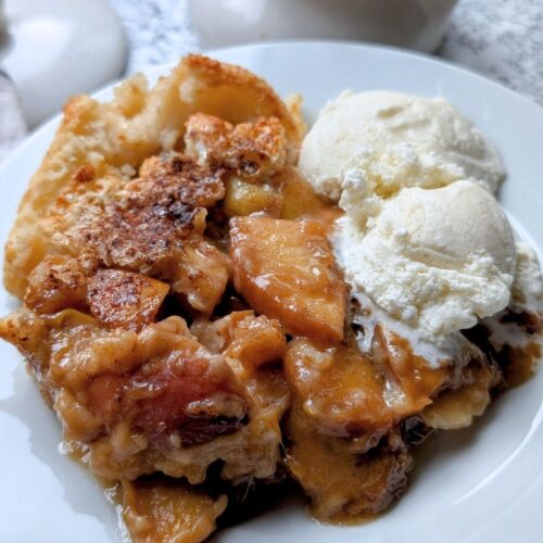 no salt added peach cobbler low sodium dessert ideas with ice cream for company or guests.