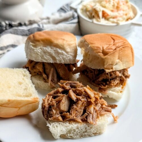 low sodium pork sliders with hawaiian rolls and a side dish of coleslaw