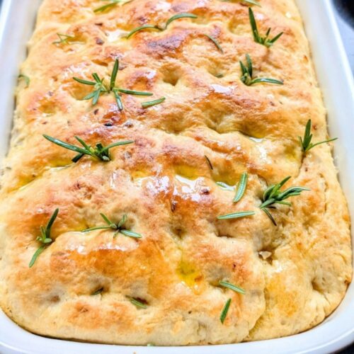 low sodium focaccia bread with rosemary and olive oil and garlic