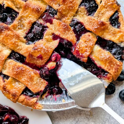 low sodium pie with blueberries and a weaved lattice crust no salt added