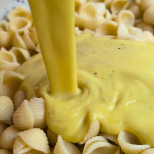 low sodium cheese sauce recipe with milk and low salt cheese over pasta
